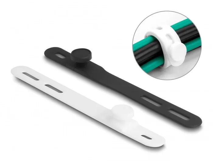 DeLOCK Lazo suave flexible reutilizable set de 10 piezas negro/blanco