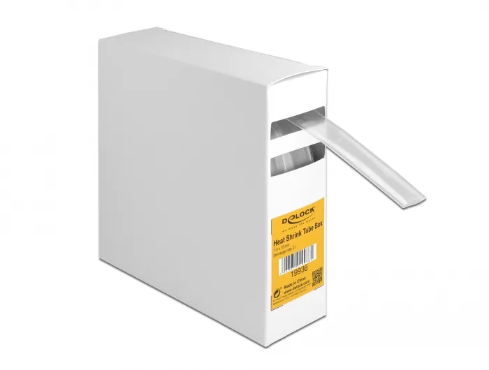 DeLOCK Tubo termorretráctil, Relación de disipación 2:1, caja de 7 m x 16 mm en transparente