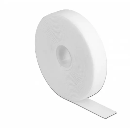 DeLOCK Cinta de gancho y bucle en rollo LA 5 m x AN 20 mm blanco