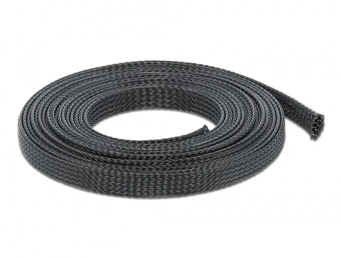 DeLOCK Funda trenzada estirable 10 m x 12 mm, color negro