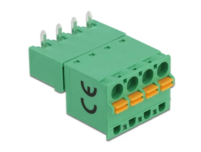 DeLOCK Bloque de terminales fijado para PCB 4 pin 5,08 mm paso horizontal