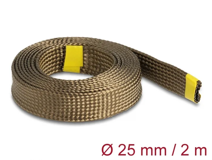 DeLOCK Funda Trenzada de fibras de basalto 2 m x 25 mm marrón