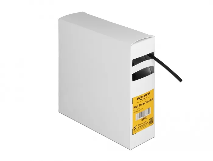 DeLOCK Caja de tubos termorretráctiles, con adhesivo interior, relación de contracción 3:1, 5 m x 3,2 mm negro