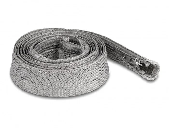 DeLOCK Manga trenzada con cierre de cremallera resistente al calor 2 m x 30 mm gris