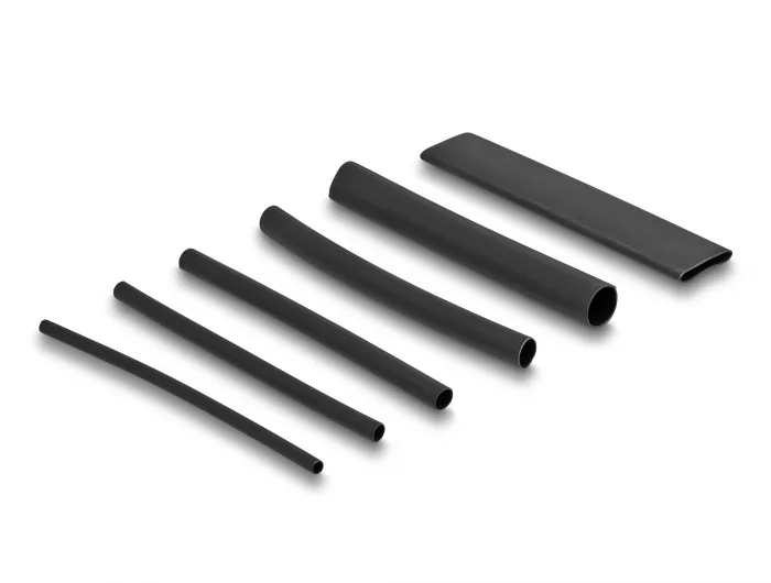 DeLOCK Caja surtida de tubos termorretráctiles, pared doble con adhesivo interior, relación de contracción 3:1, negro 122 piezas