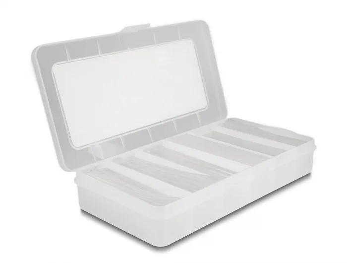 DeLOCK Caja surtida de tubos termorretráctiles, relación de contracción 2:1, transparente 196 piezas