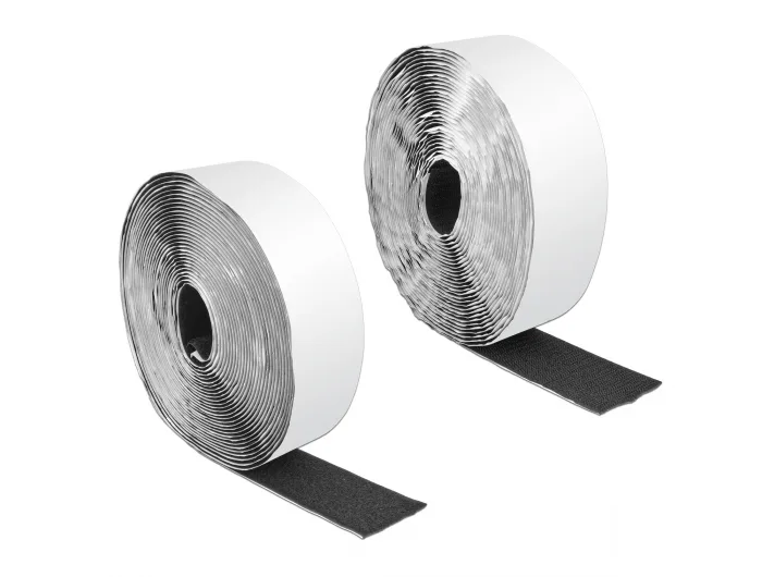 DeLOCK Cinta de gancho y lazo autoadhesiva LA 10 m x AN 50 mm negro