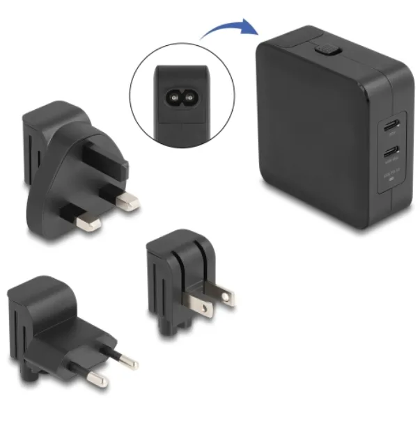 DeLOCK 41443 cargador de dispositivo móvil Universal Negro Corriente alterna Interior