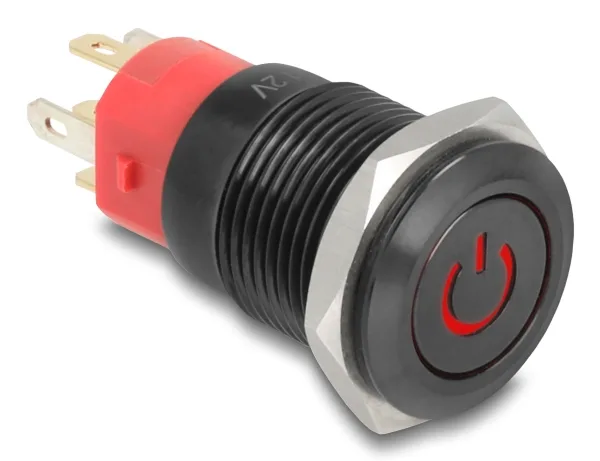 DeLOCK 22013 interruptor eléctrico Interruptor pulsador Negro, Rojo