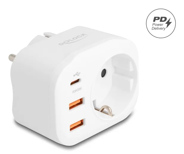 DeLOCK 11498 adaptador de enchufe eléctrico Tipo E/F híbrido Tipo F Blanco