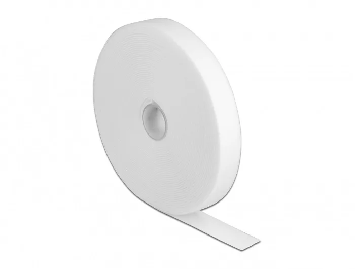 DeLOCK Cinta de gancho y bucle en rollo LA 10 m x AN 20 mm blanco