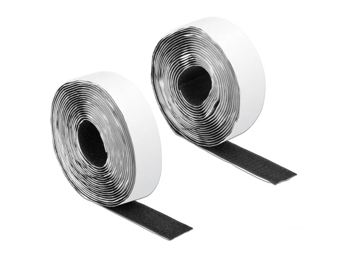 DeLOCK Cinta de gancho y lazo autoadhesiva LA 5 m x AN 25 mm negro