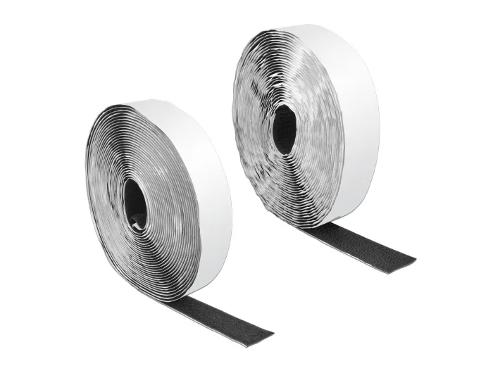 DeLOCK Cinta de gancho y lazo autoadhesiva LA 10 m x AN 25 mm negro