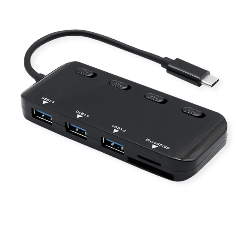 ROLINE 14.02.5059 base para portátil y replicador de puertos USB 3.2 Gen 1 (3.1 Gen 1) Type-C Negro