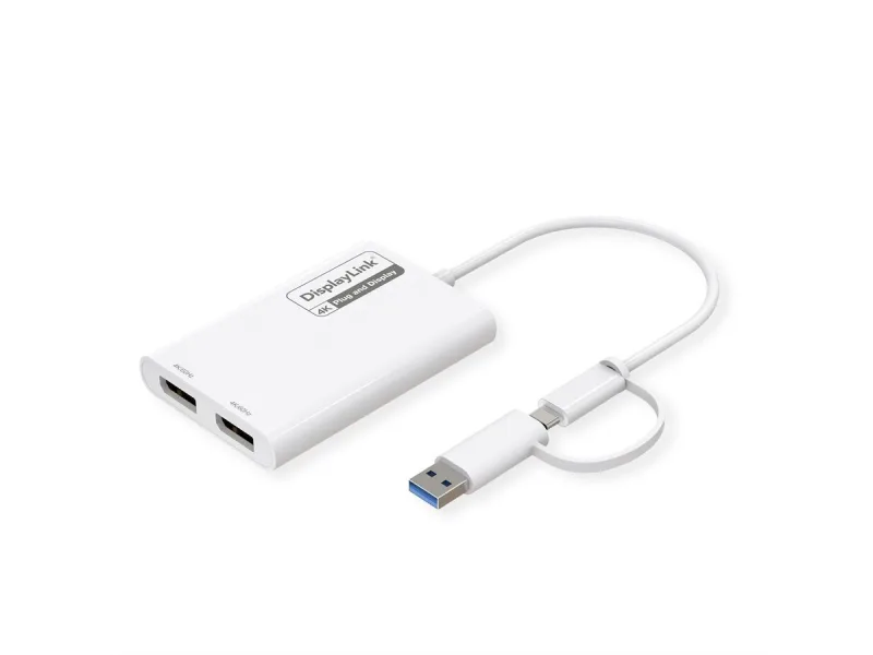 ROLINE 12.03.3207 Adaptador gráfico USB 3840 x 2160 Pixeles Blanco