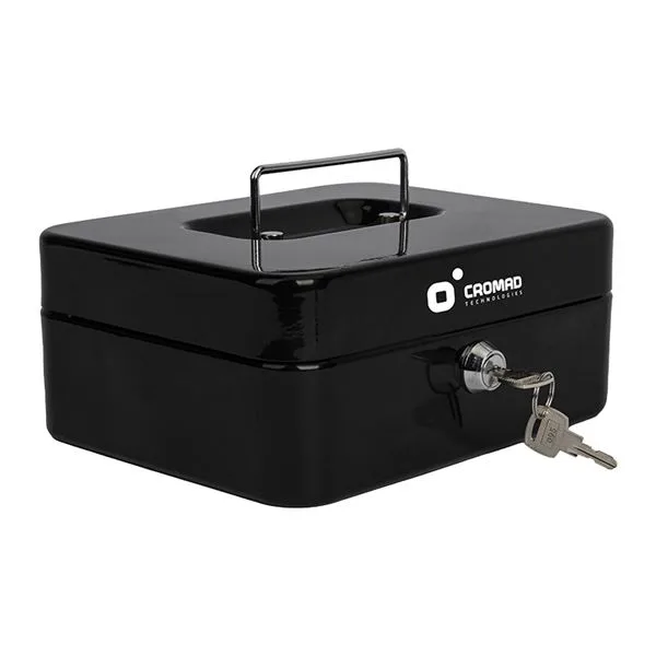 Cromad cr1224 caja de caudales metalica - cerradura de llave - 3 compartimentos - asa de transporte - 90x200x160mm