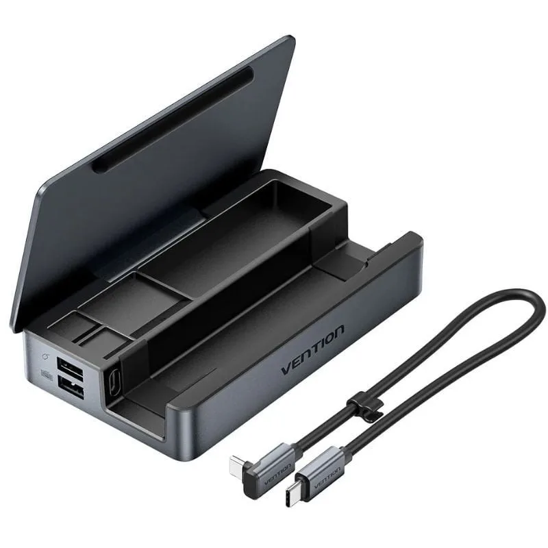 Docking usb tipo-c para steam deck / switch vention tpzh0/ 2xhdmi 4k/ 3xusb/ 1xusb tipo-c/ 1xusb tipo-c pd/ 1xrj45/ 1xlector tarjetas/ gris