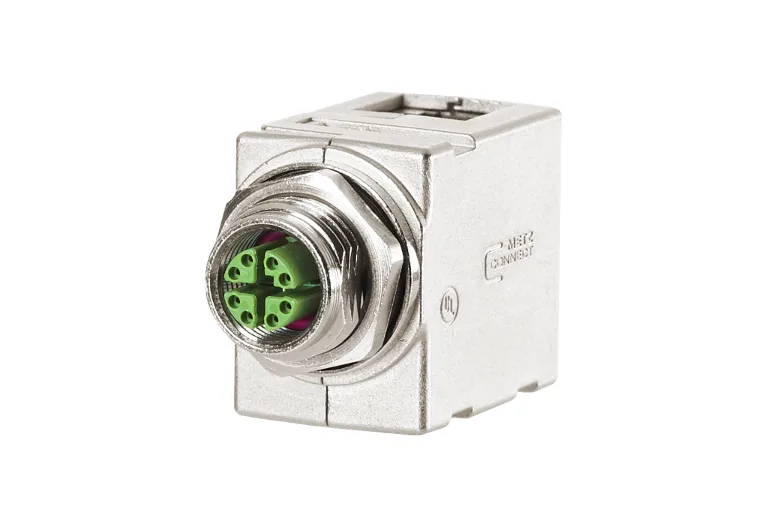 METZ CONNECT MWN911A415 conector M12 to RJ45 Plata