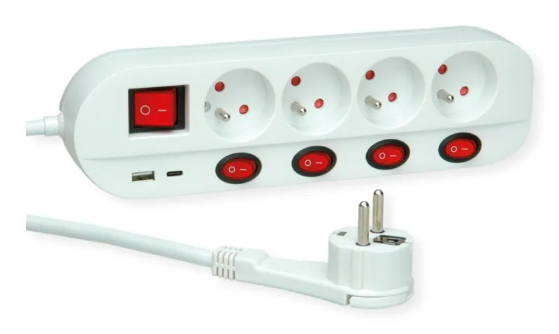 ROLINE 19.07.2346 base múltiple 1,5 m 4 salidas AC Interior Blanco