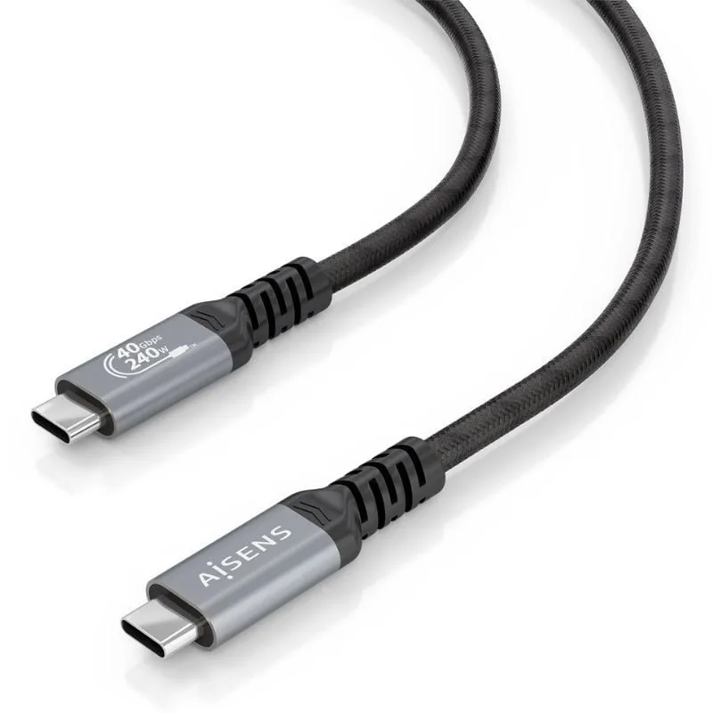 Cable usb 4.0 tipo-c aisens a156-0996/ usb tipo-c macho - usb tipo-c macho/ hasta 240w/ 40gbps/ 2m/ negro