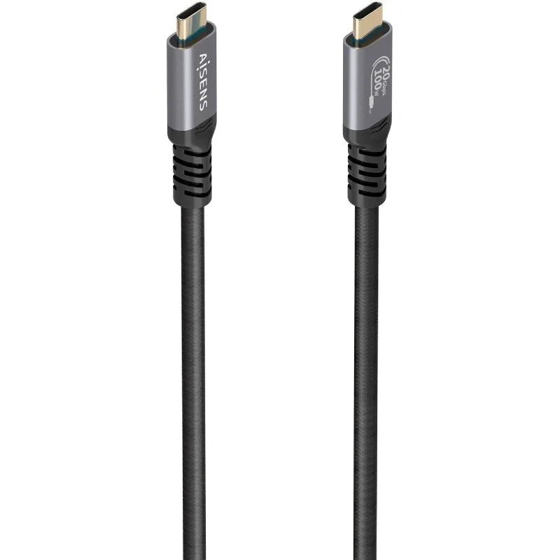 Cable usb 3.2 tipo-c aisens a107-0988/ usb tipo-c macho - usb tipo-c macho/ hasta 100w/ 20gbps/ 3m/ negro