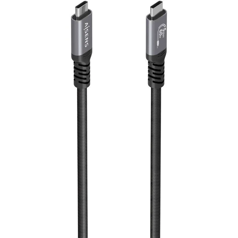 Cable usb 3.2 tipo-c aisens a107-0991/ usb tipo-c macho - usb tipo-c macho/ hasta 60w/ 5gbps/ 7m/ negro