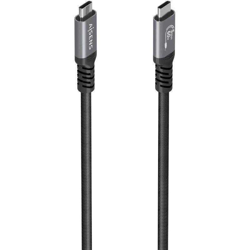 Cable usb 3.2 tipo-c aisens a107-0991/ usb tipo-c macho - usb tipo-c macho/ hasta 60w/ 5gbps/ 10m/ negro