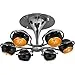 Plafón chiara 6xe14 al.26xd.60cm negro/oro/cromo