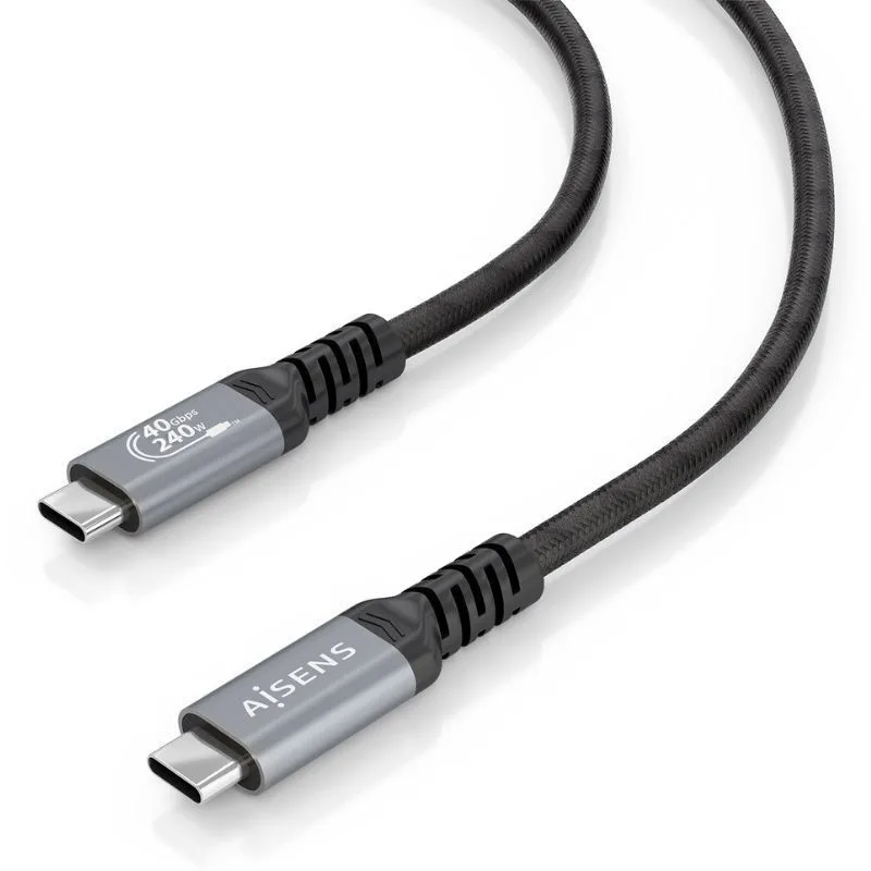 Cable usb 4.0 tipo-c aisens a156-0994/ usb tipo-c macho - usb tipo-c macho/ hasta 240w/ 40gbps/ 1m/ negro