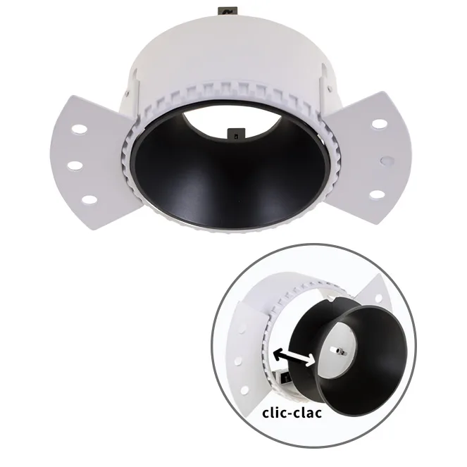 Aro para downlight empotrable hator redondo para yeso laminado l.14xan.8,4xal.5,2cm negro