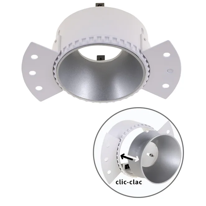 Aro para downlight empotrable hator redondo para yeso laminado l.14xan.8,4xal.5,2cm plata