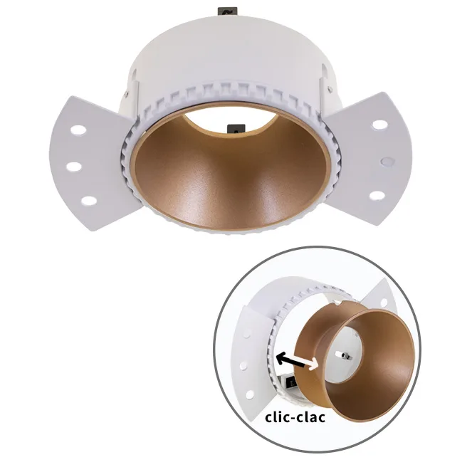 Aro para downlight empotrable hator redondo para yeso laminado l.14xan.8,4xal.5,2cm oro