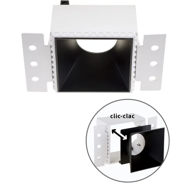 Aro para downlight empotrable hapi cuadrado para yeso laminado l.13xan.7,5xal.5,5cm negro