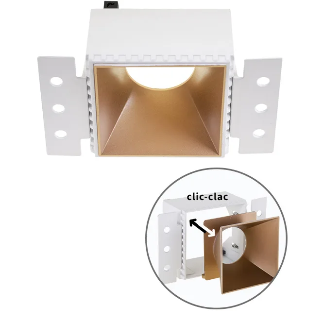 Aro para downlight empotrable hapi cuadrado para yeso laminado l.13xan.7,5xal.5,5cm oro