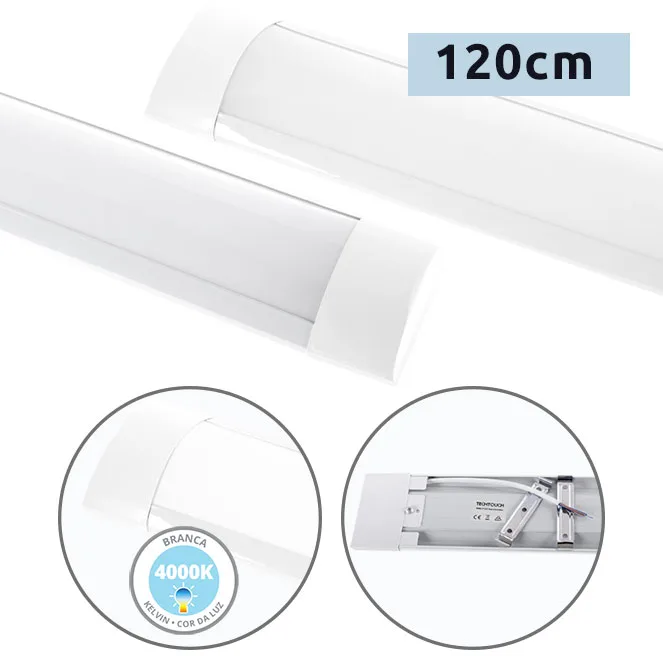 Regleta ecovision batten 120cm 36w led 2520lm 4000k c.120xl.7,5xa.2,5cm blanco