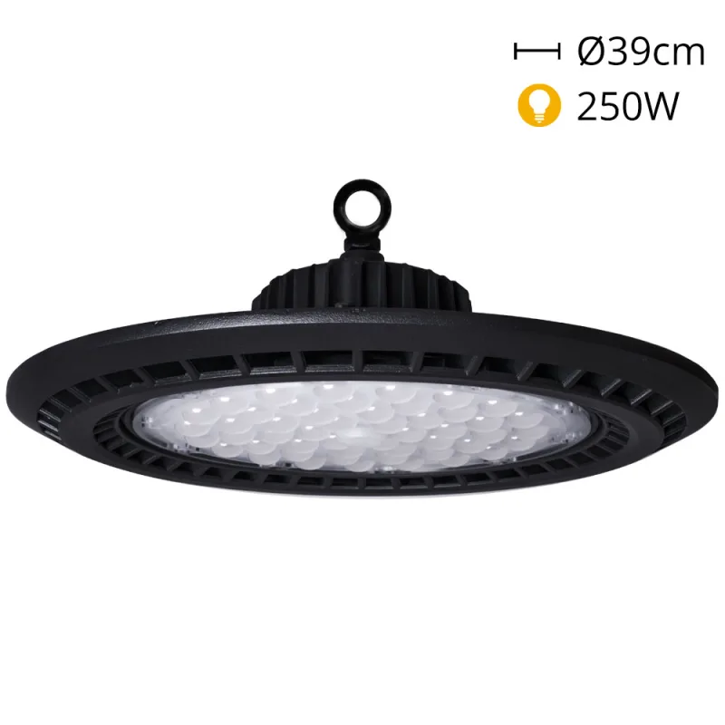 Campana supervision ip65 1x250w led 25000lm 6400k 90° al.18xd.39cm negro