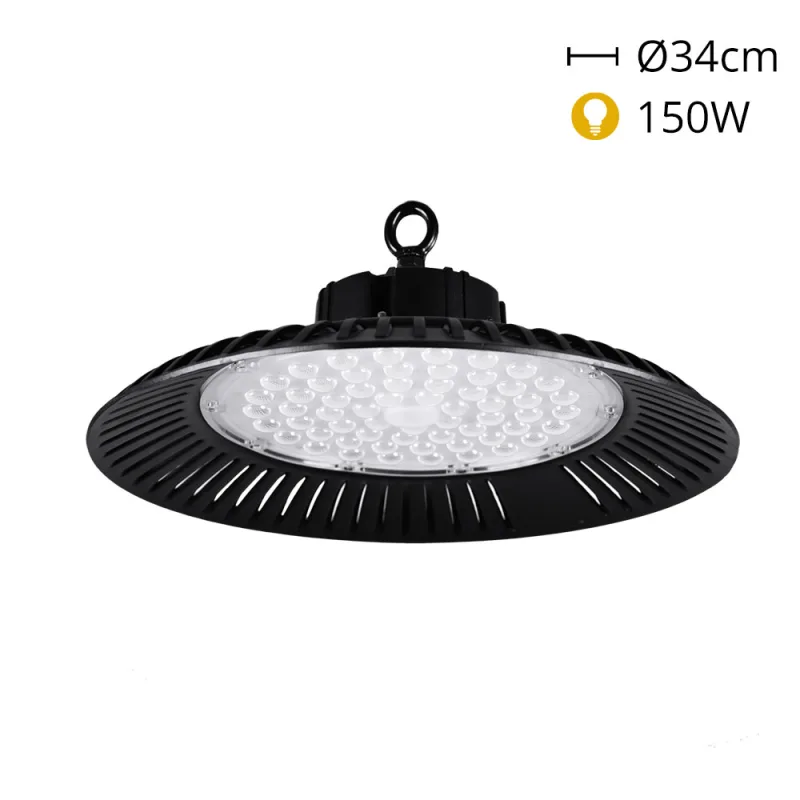Campana ecovision ip65 1x150w led 12000lm 6400k 90° al.12xd.34cm negro