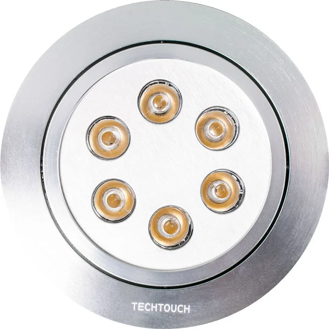 Downlight empotrable red redondo rotativo 6x1w led 30° al.0,3xd.13cm niquel