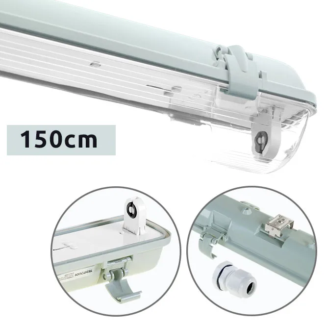 Armadura estanca linesta ip65 1xg13 t8 led 150cm c.156xl.8,0xa.9,0cm gris