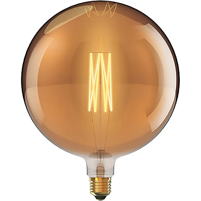 Bombilla e40 globo classic decoled regulable d380 8w 1800k 630lm ambar-a