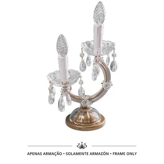 Sobremesa m.teresa 2xe14 oro pintado con spray (solo armazón sin cristales)