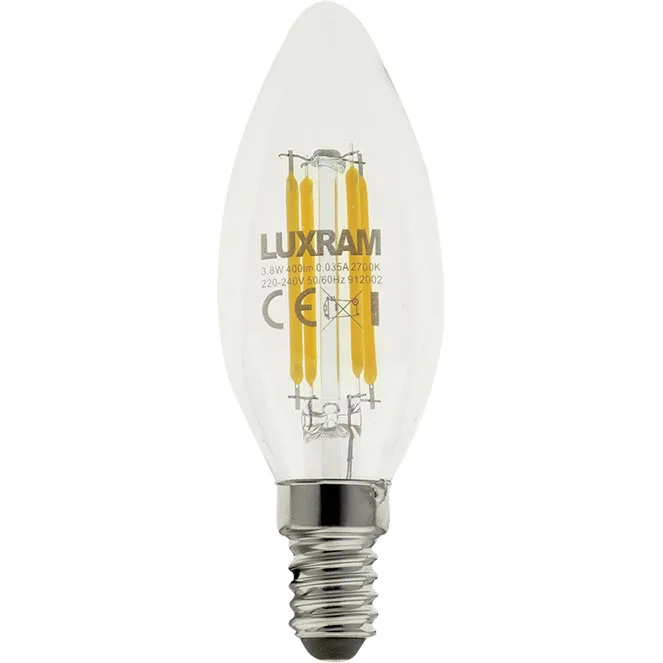 Bombilla e14 (fino) vela value classic led 3.8w 2700k 400lm -a++