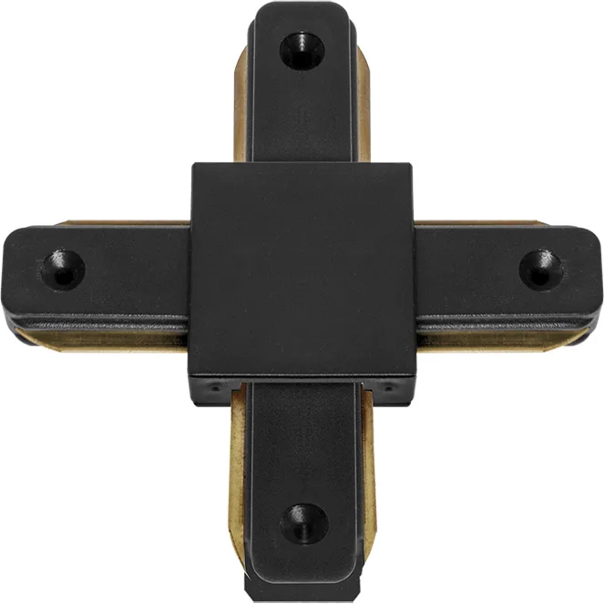 Conector en forma de "x" para carril adonis (2 hilos) en aluminio color negro
