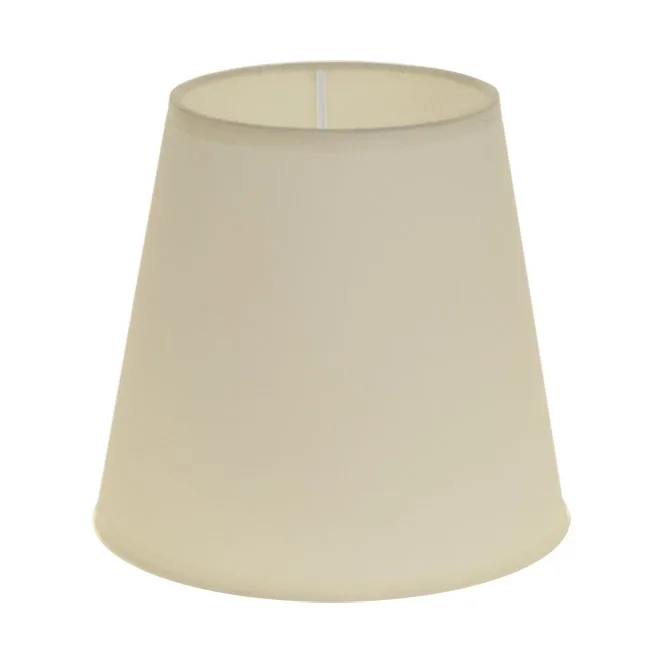 Pantalla cipriota redondo cónico tela pvc802 con encaje e27 al.14xd.15cm beije