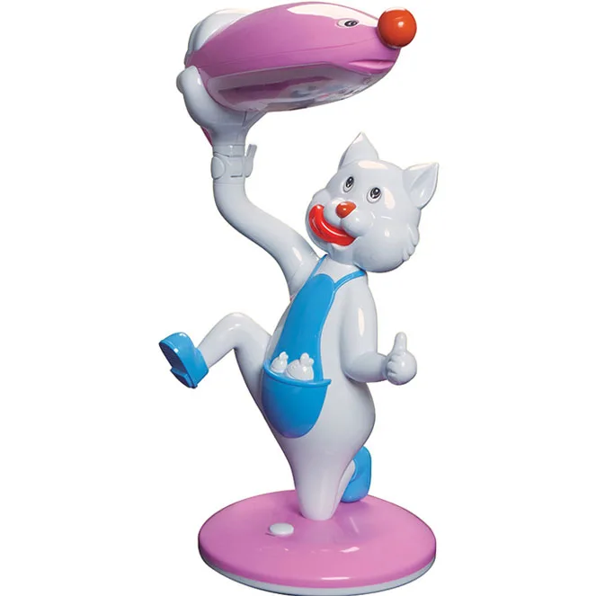 Sobremesa gato 1xpl-2u l.19,5xan.29xal.42cm rosa/blanco