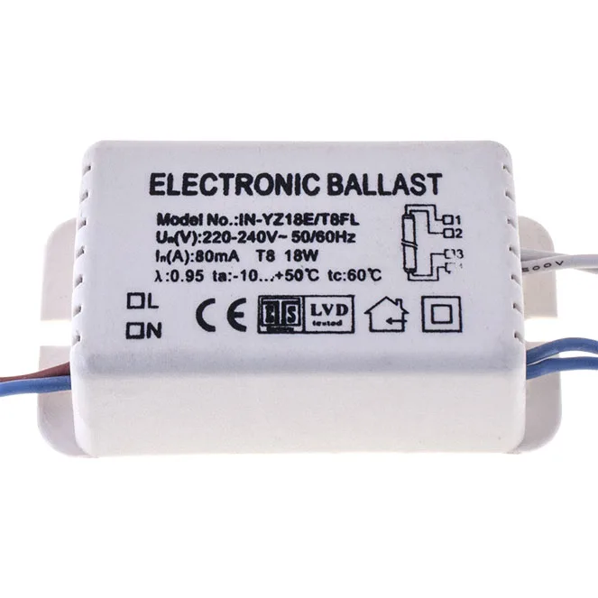 Balasto para bombilla t8 fluorescente 18w, en plastico