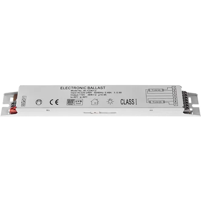 Balasto para bombilla t8 fluorescente 2x36w, en metal