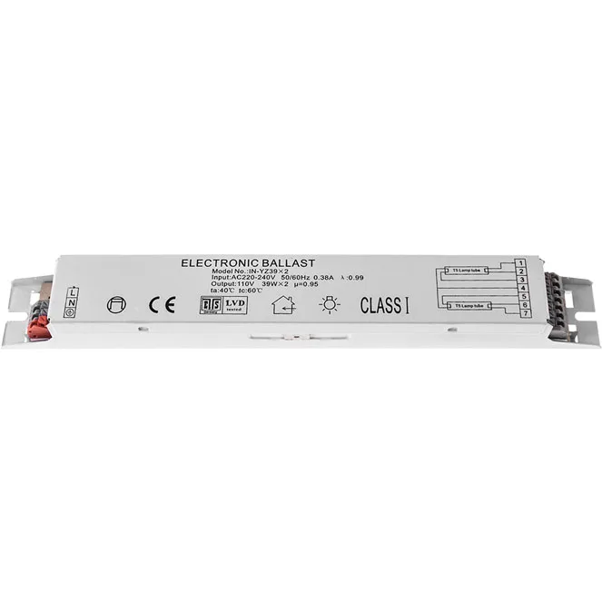 Balasto para bombilla t5 fluorescente 2x39w, en metal