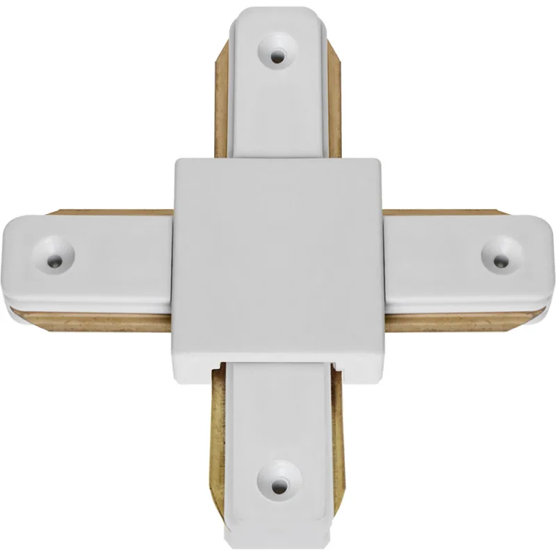Conector en forma de "x" para carril line pro x2 (2 hilos) en aluminio color blanco