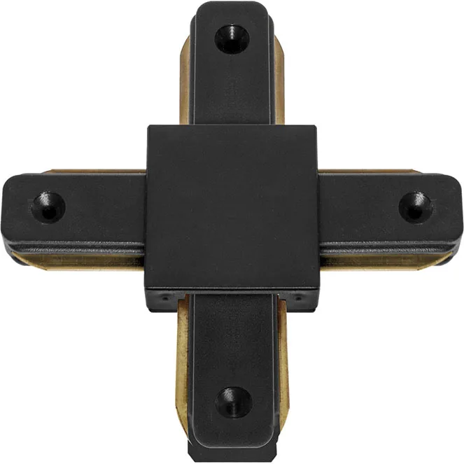 Conector en forma de "x" para carril line pro x2 (2 hilos) en aluminio color negro